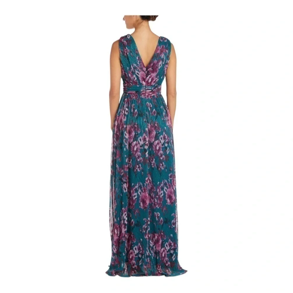 NIGHTWAY Floral-Print Pleated Gown NWT - Picture 7 of 9